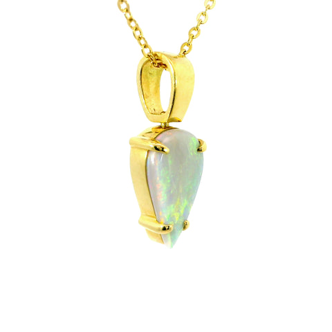 Black Opal Pendant in 18K Yellow Gold - Green-Blue