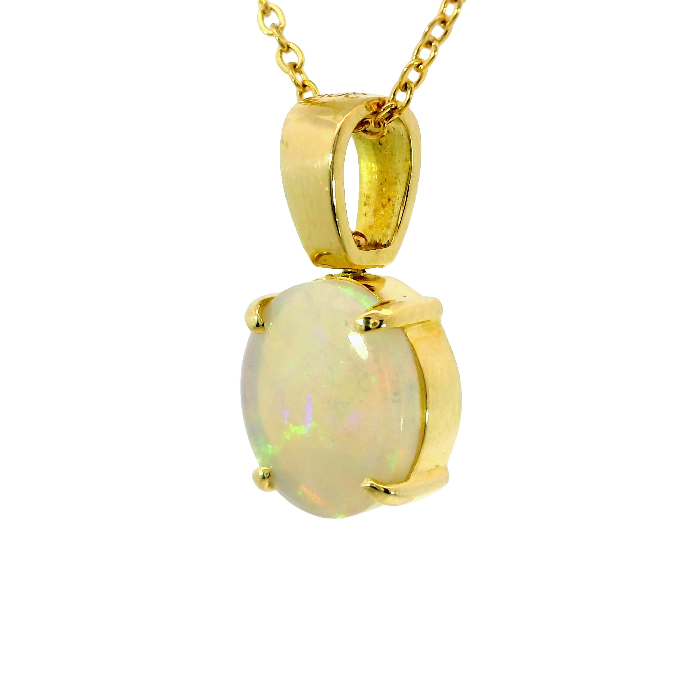 Light Opal Pendant in 18K Yellow Gold - Multicolour