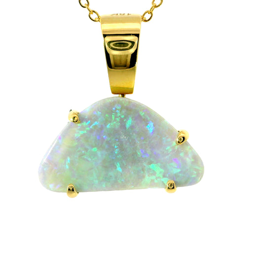 Black Opal Pendant in 18K Yellow Gold - Green-Blue