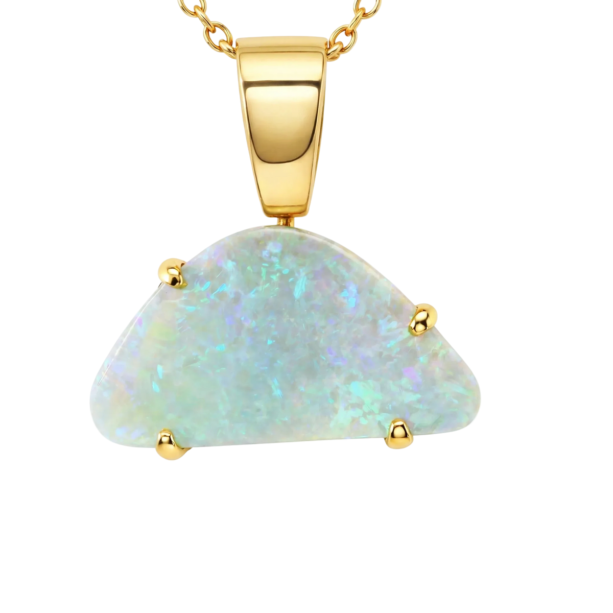 Light Opal Pendant In 18k Yellow Gold - Green-Blue - Australian Opal Cutters and Pearl Divers