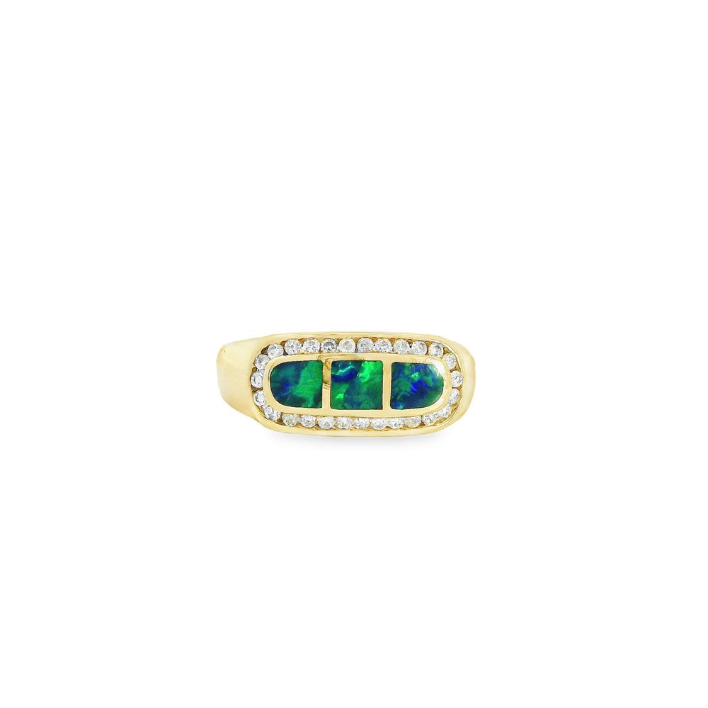 Australian Doublet Opal Ring Set in 14K Yellow Gold