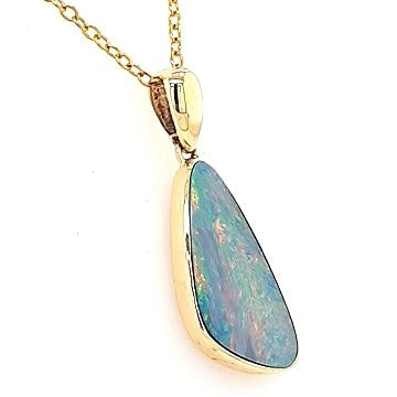 Australian Doublet Opal Pendant Set in 14K Yellow Gold