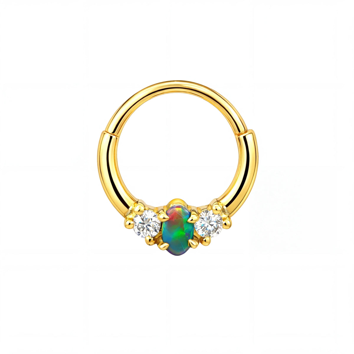 Australian Black Opal Hinged Ring set in 9k Yellow Gold - Australian Opal Cutters and Pearl Divers