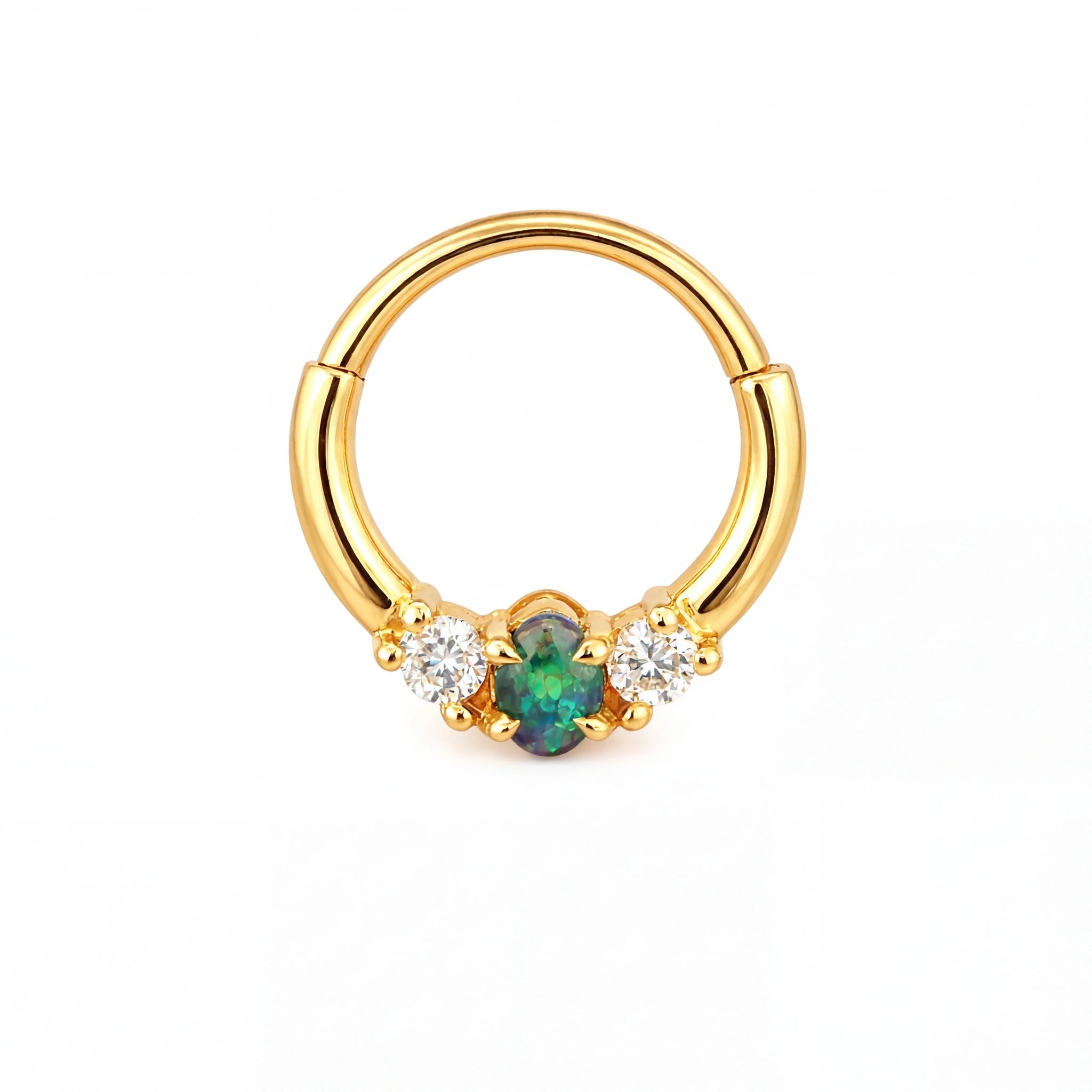 Australian Black Opal Hinged Ring set in 9k Yellow Gold - Australian Opal Cutters and Pearl Divers