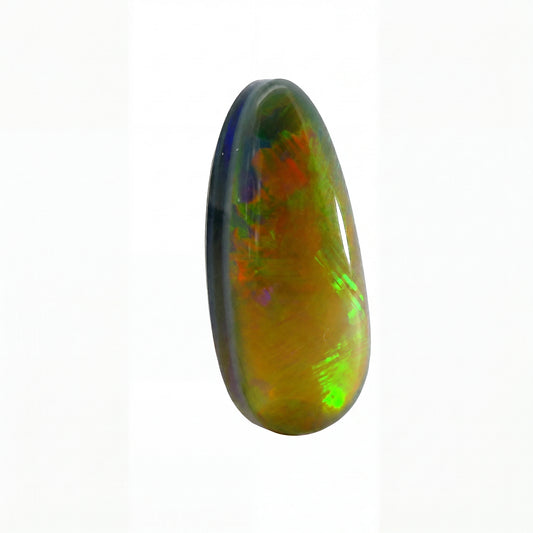 Multicoloured opal stone on a white background