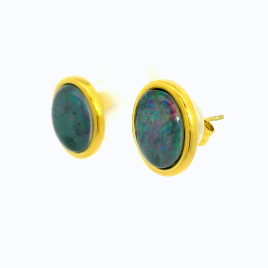 Triplet Opal Earring in Gold Plated Stainless Steel