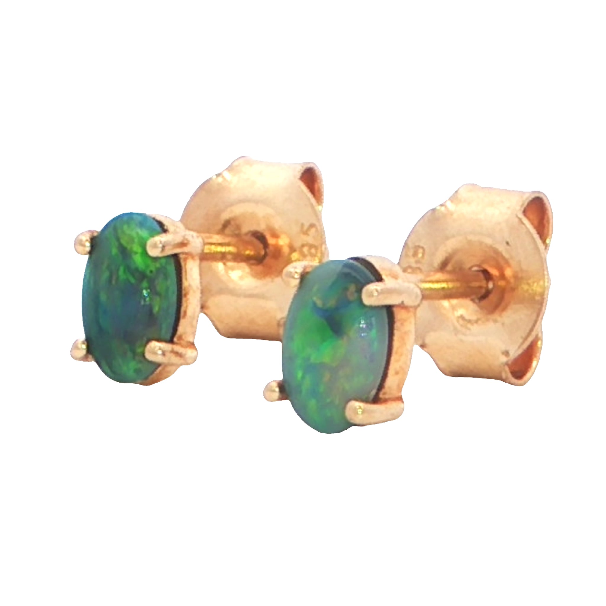 Dark Opal Earrings in 14K Yellow Gold - Multicolour