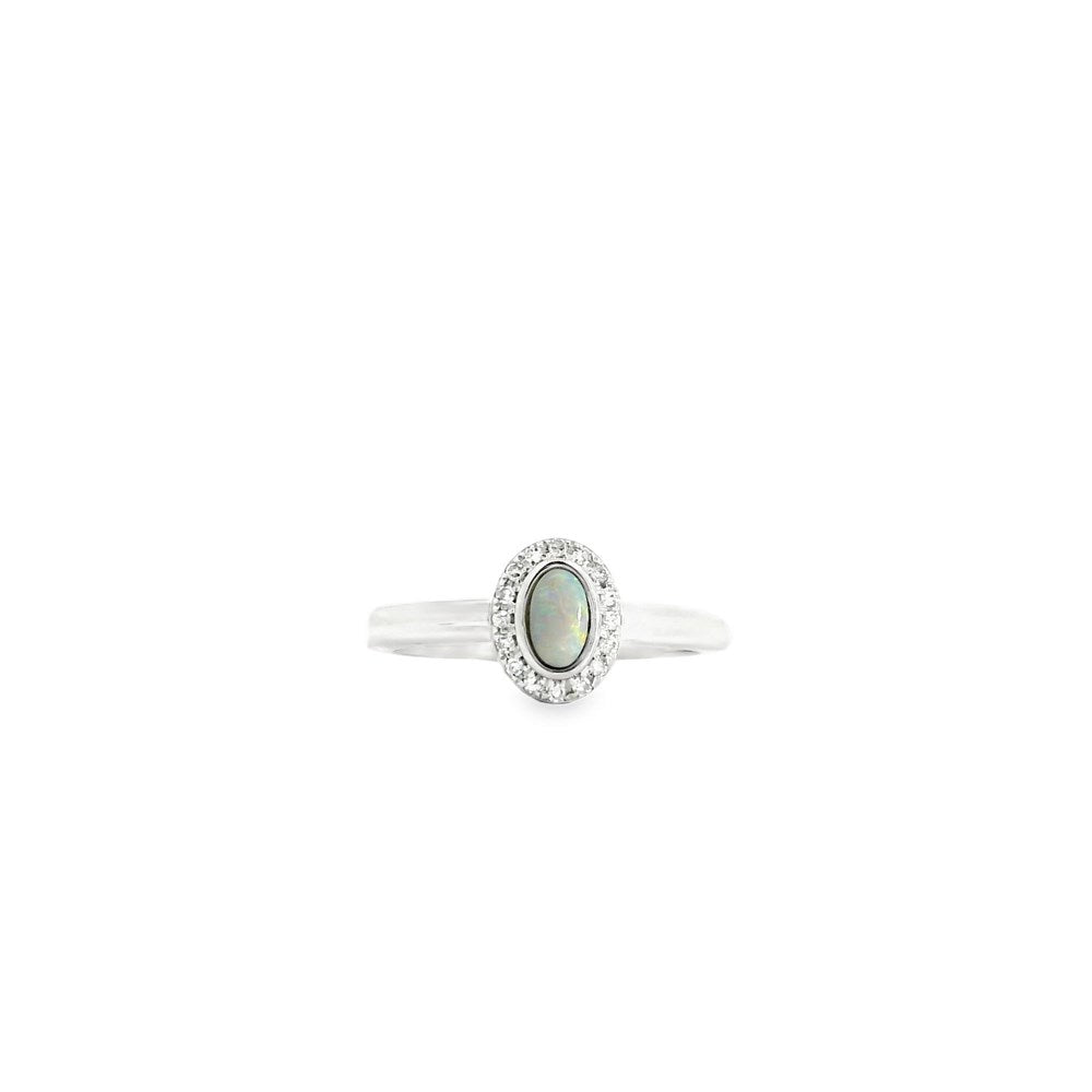 Australian Opal Black Ring Set in Sterling Silver