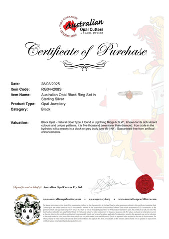 Black Opal Ring in 925 Sterling Silver - Multicolour