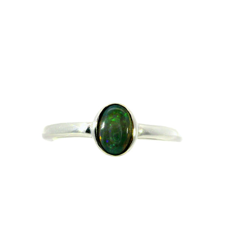 Black Opal Ring in 925 Sterling Silver - Multicolour