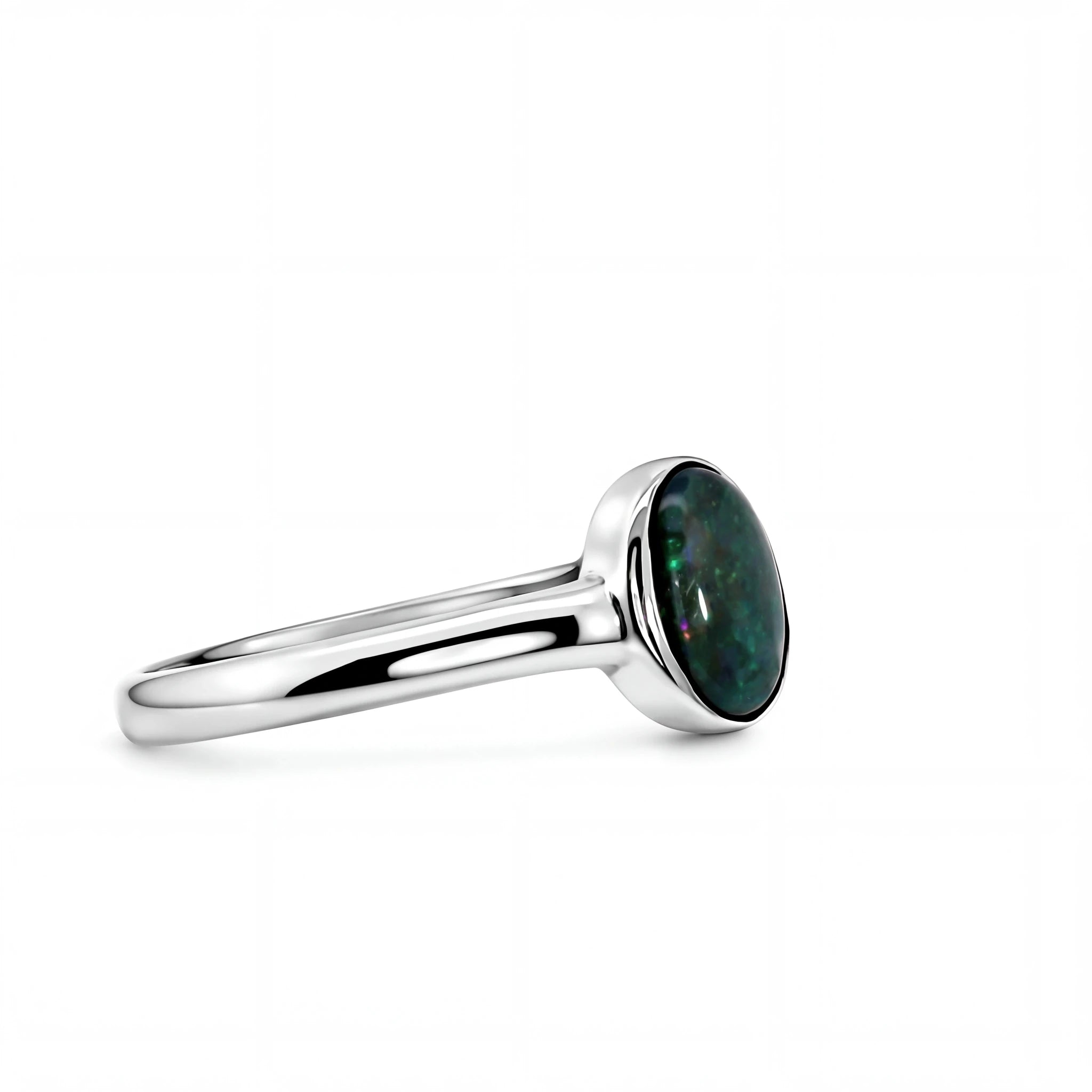 Dark Opal Ring in 925 Sterling Silver - Multicolour - Australian Opal Cutters and Pearl Divers