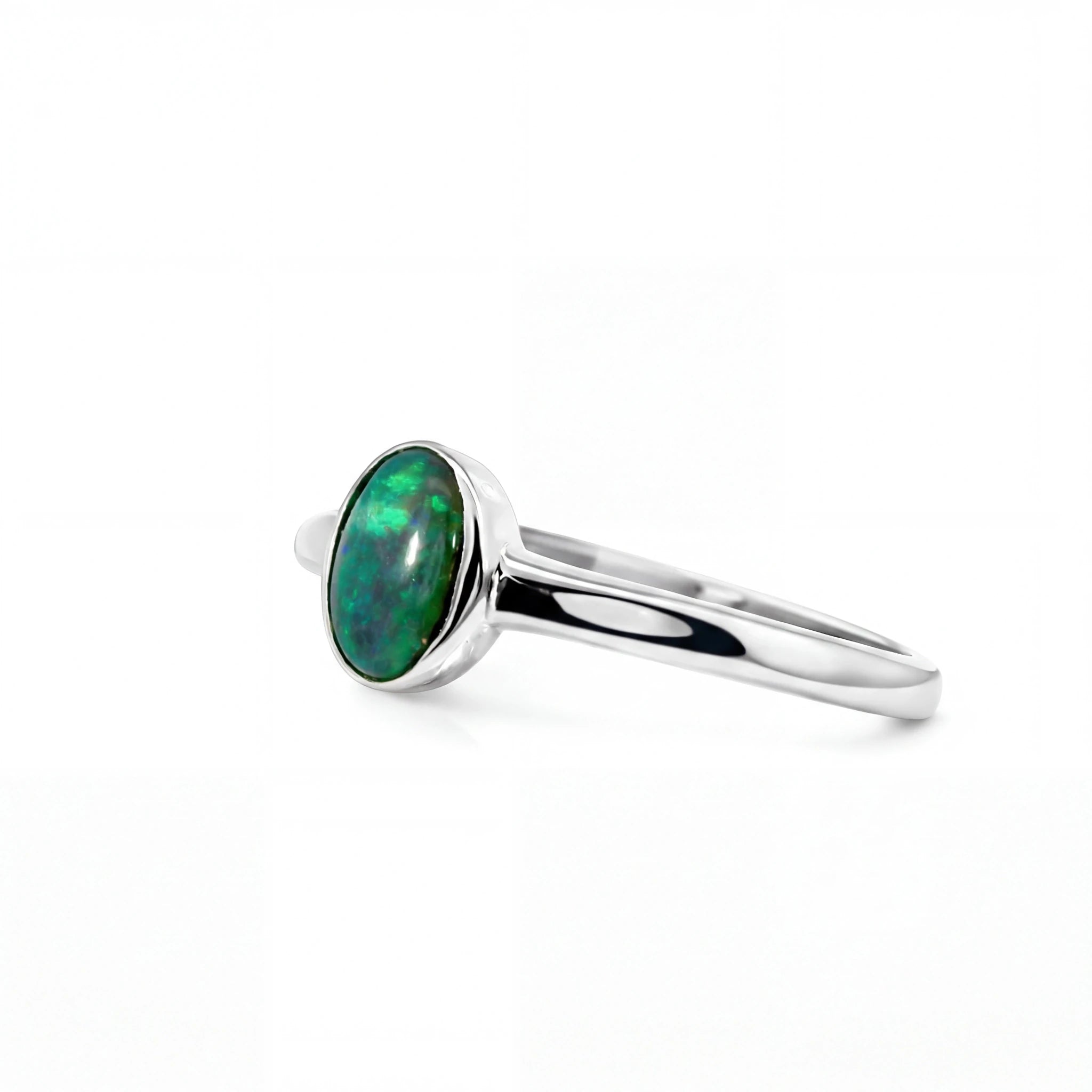 Dark Opal Ring in 925 Sterling Silver - Multicolour - Australian Opal Cutters and Pearl Divers