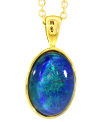 Triplet Opal Pendant set in Stainless Steel Gold Plated