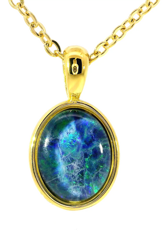 Triplet Opal Pendant set in Stainless Steel Gold Plated