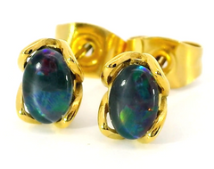 Triplet Opal Earring set in Stainless Steel Gold Plated