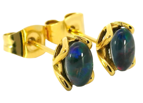 Triplet Opal Earring set in Stainless Steel Gold Plated