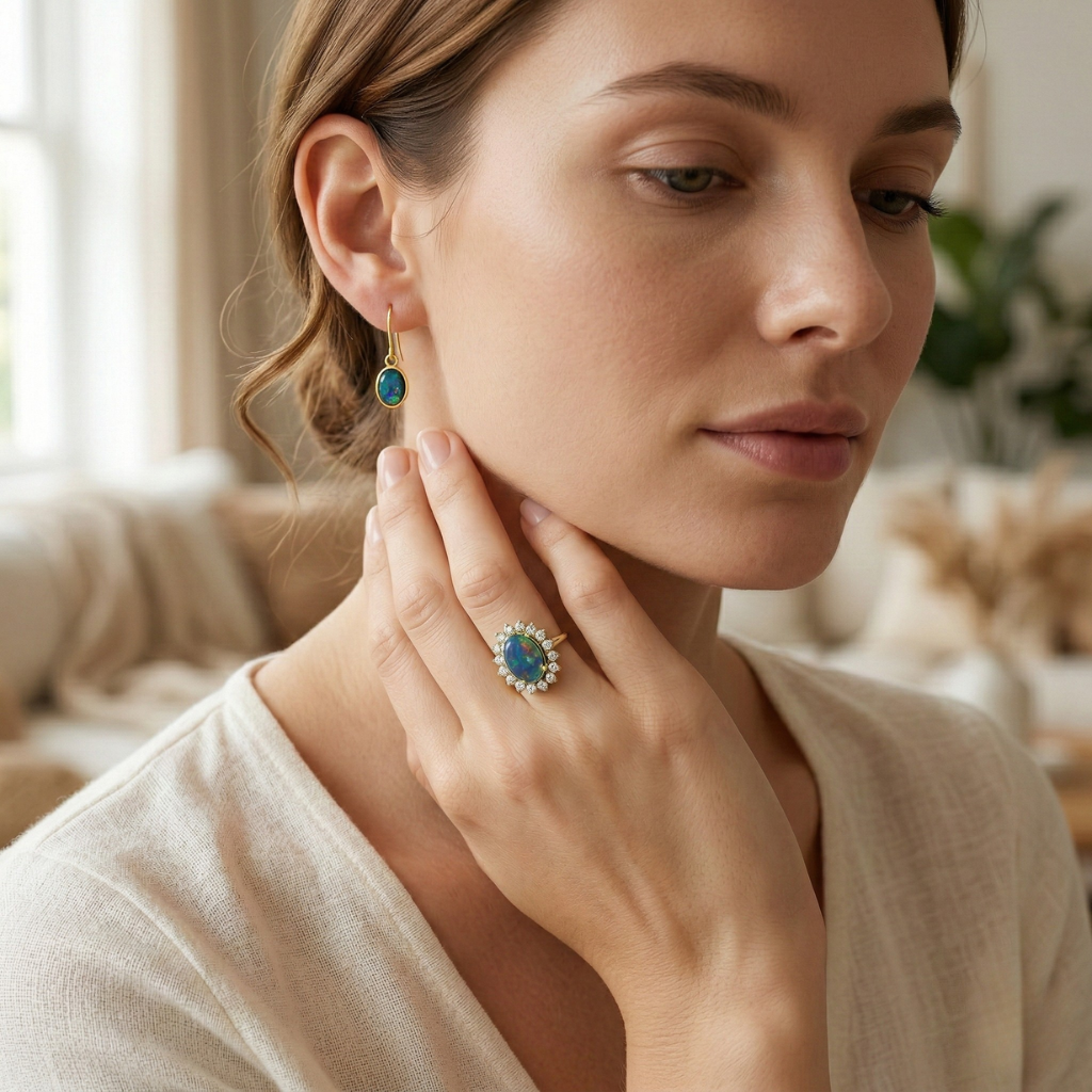 Opal Necklace & Earrings Set