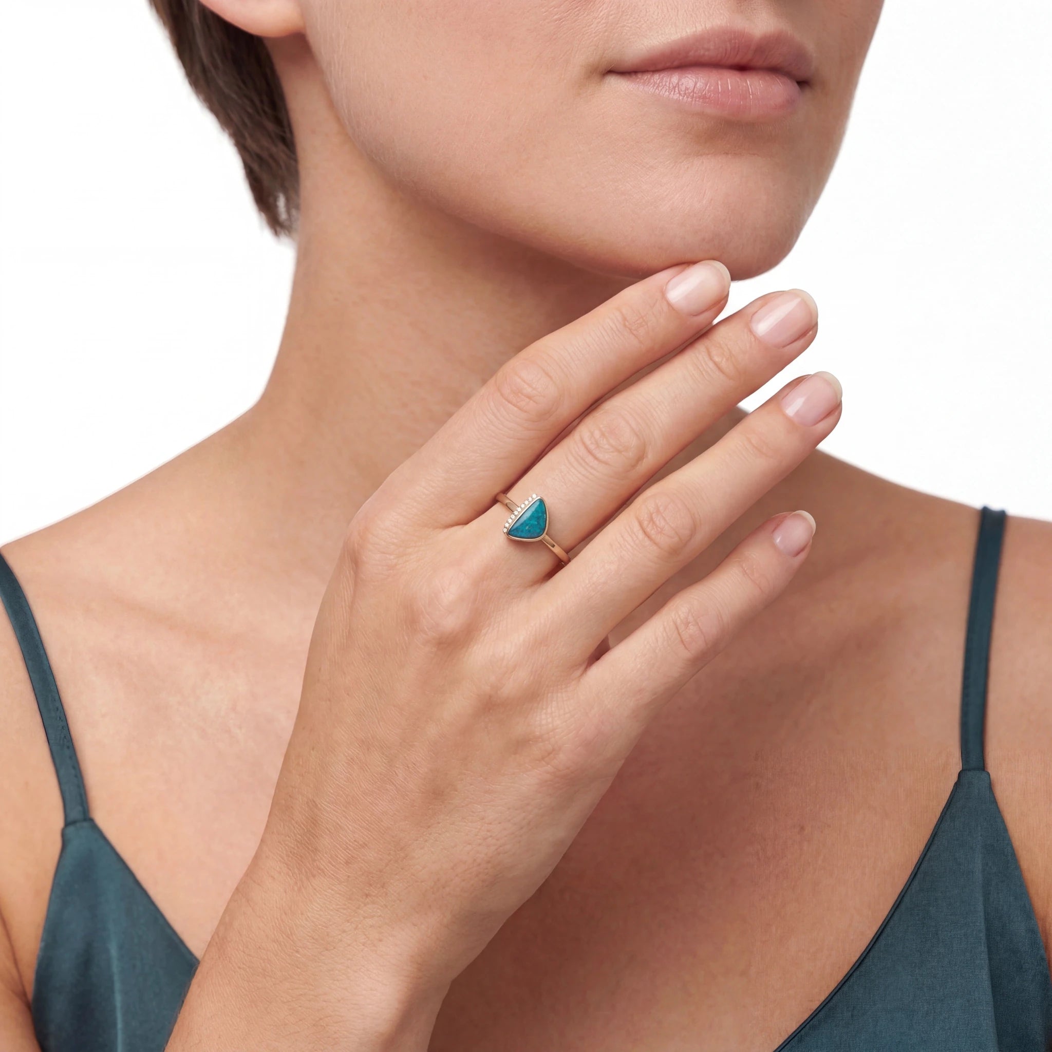 Australian Black Opal Ring set in 14K Yellow Gold - Australian Opal Cutters and Pearl Divers