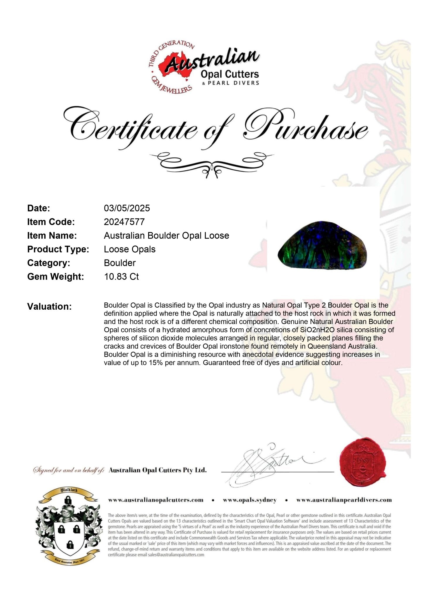 Australian Boulder Opal Loose - Australian Opal Cutters and Pearl Divers