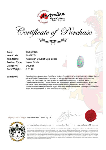 Australian Doublet Opal Loose - Australian Opal Cutters and Pearl Divers