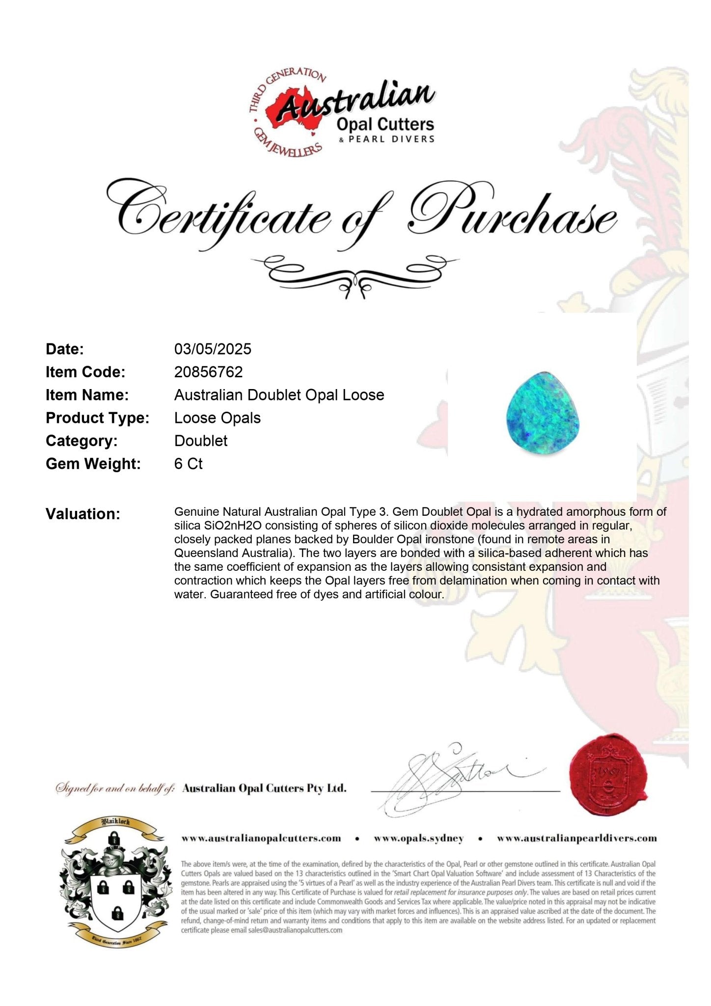 Australian Doublet Opal Loose - Australian Opal Cutters and Pearl Divers