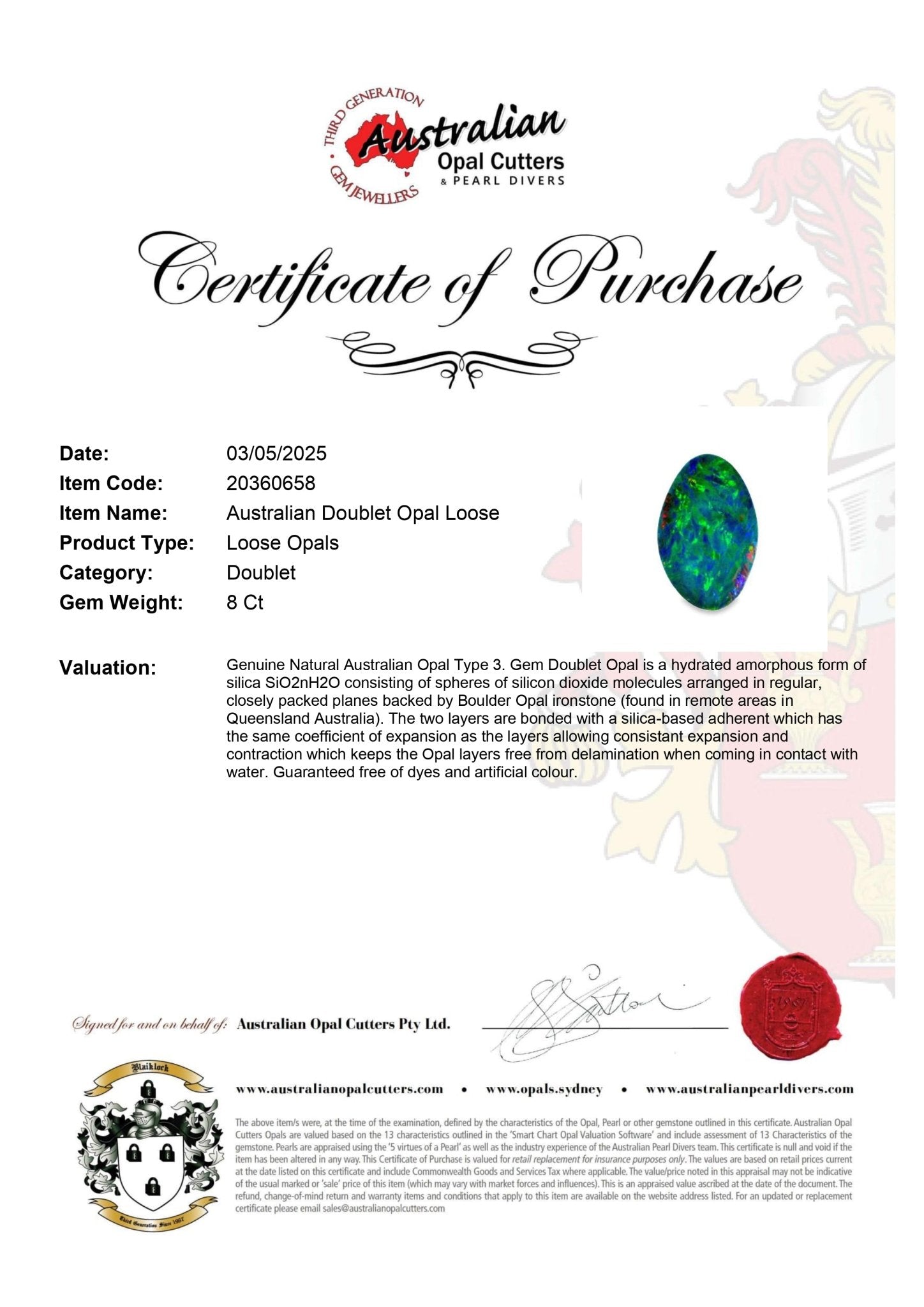 Australian Doublet Opal Loose - Australian Opal Cutters and Pearl Divers