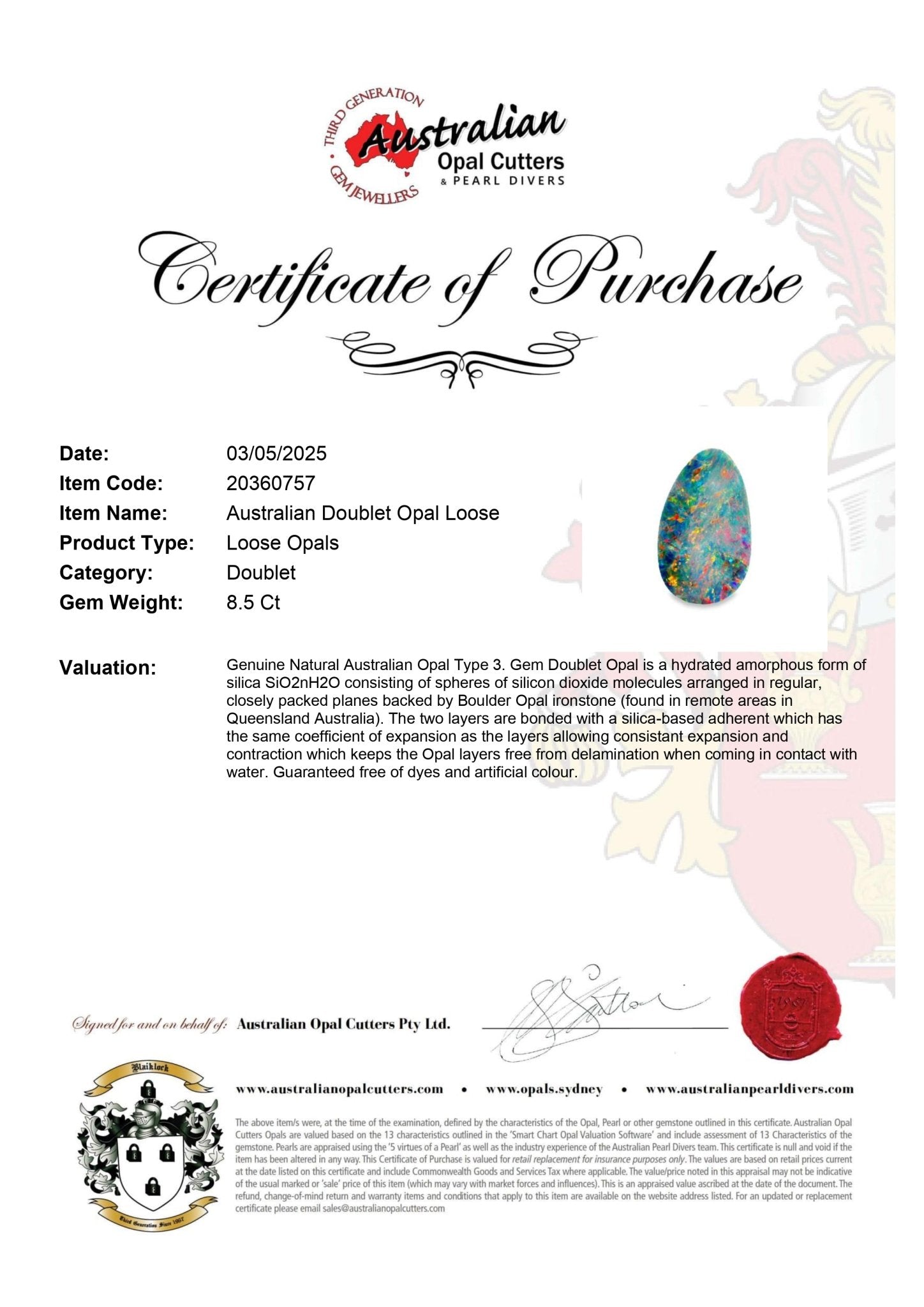 Australian Doublet Opal Loose - Australian Opal Cutters and Pearl Divers