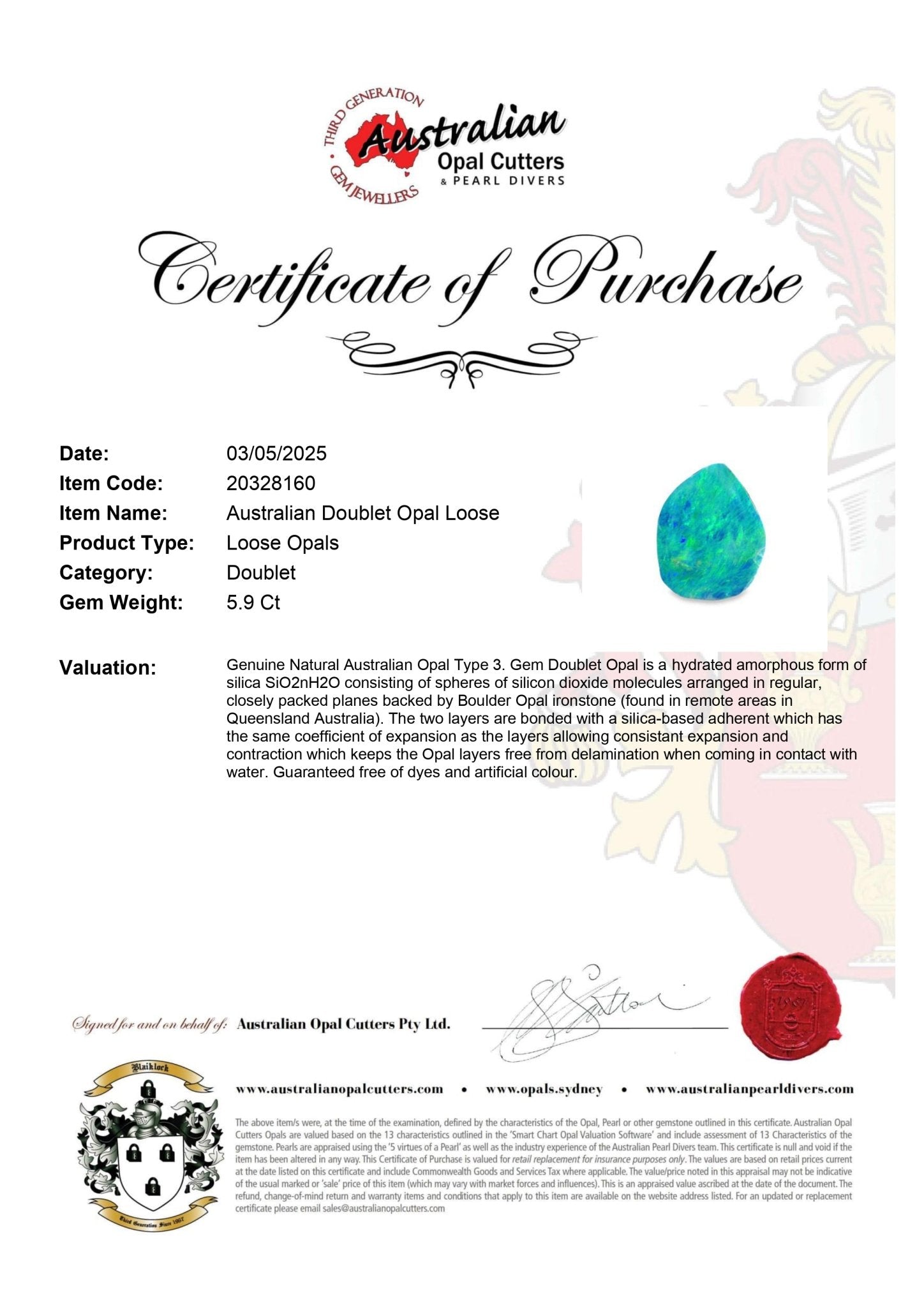 Australian Doublet Opal Loose - Australian Opal Cutters and Pearl Divers