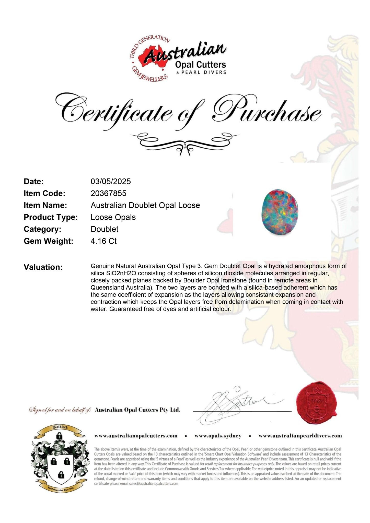 Australian Doublet Opal Loose - Australian Opal Cutters and Pearl Divers