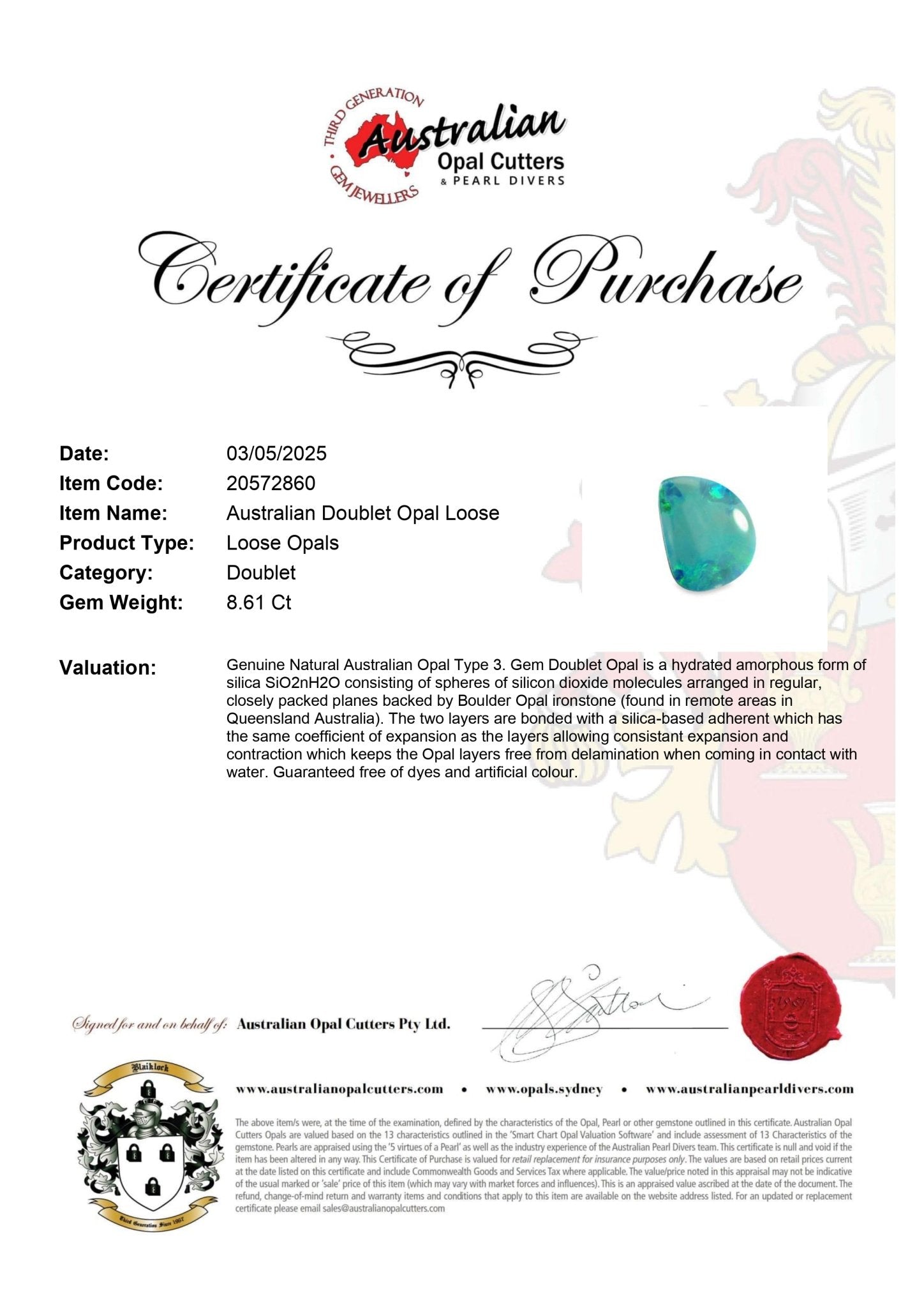 Australian Doublet Opal Loose - Australian Opal Cutters and Pearl Divers