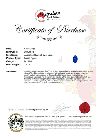 Australian Doublet Opal Loose - Australian Opal Cutters and Pearl Divers