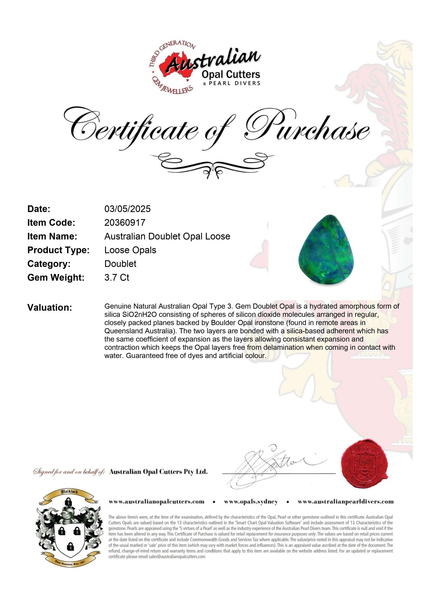 Australian Doublet Opal Loose - Australian Opal Cutters and Pearl Divers