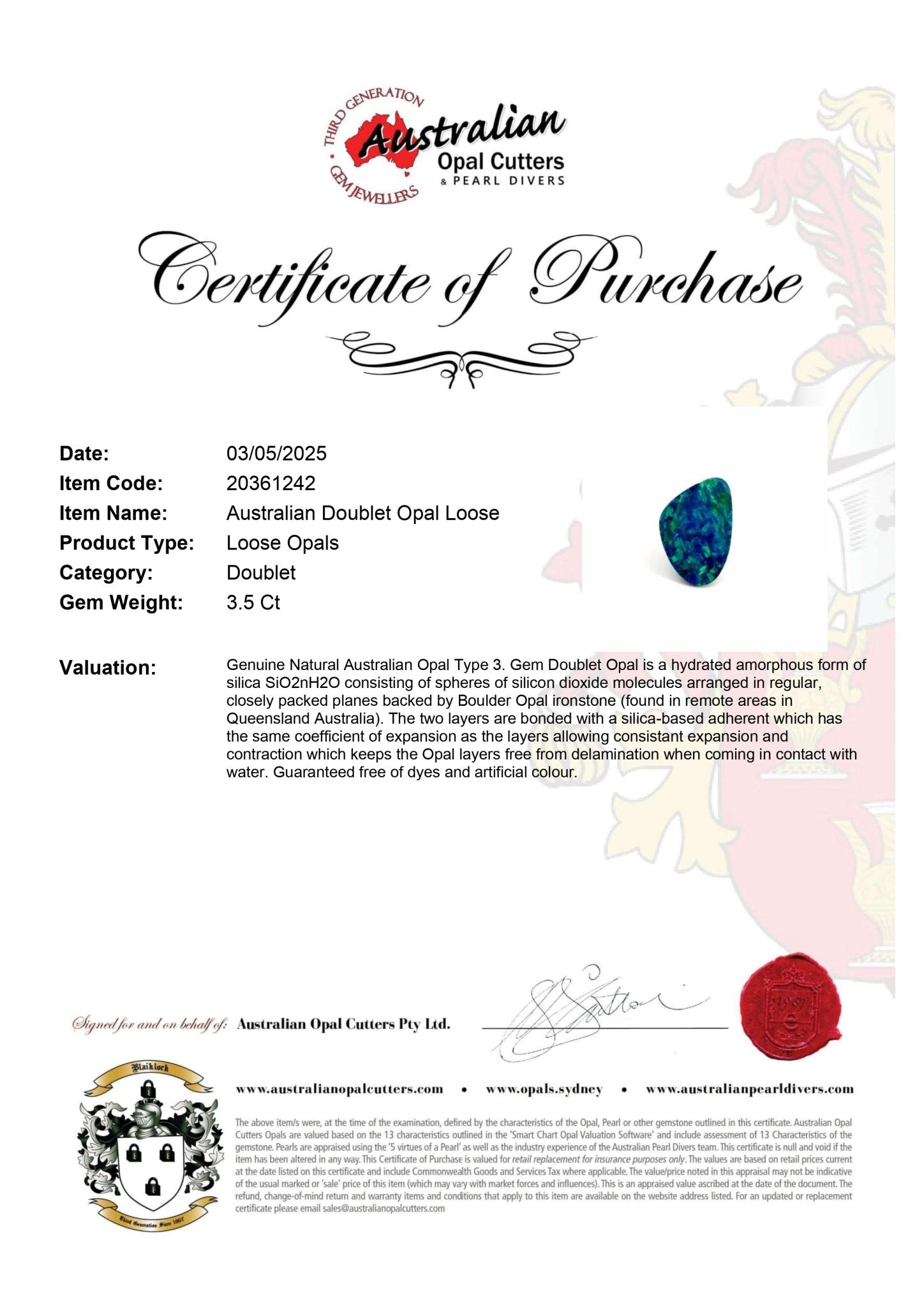 Australian Doublet Opal Loose - Australian Opal Cutters and Pearl Divers