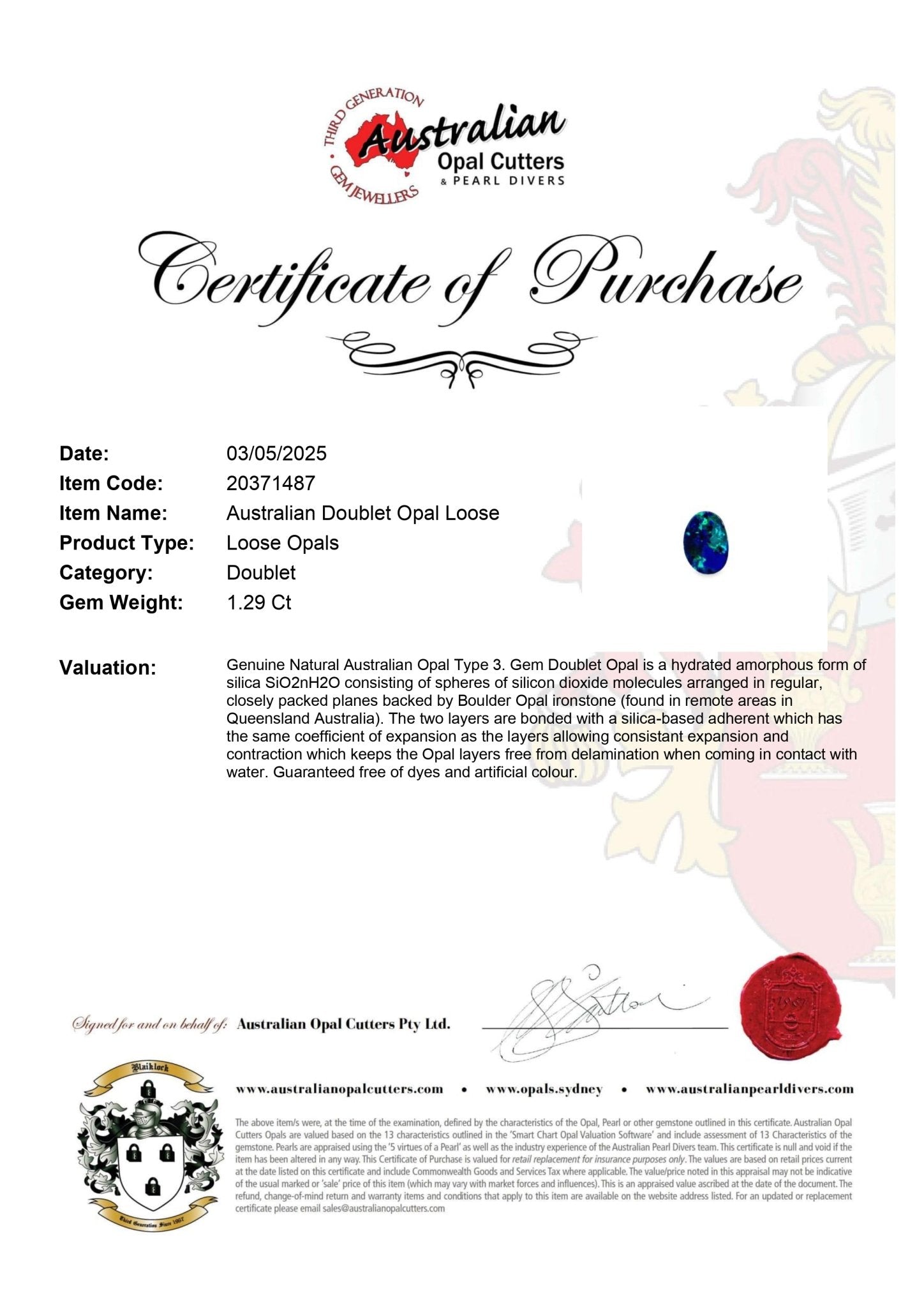 Australian Doublet Opal Loose - Australian Opal Cutters and Pearl Divers