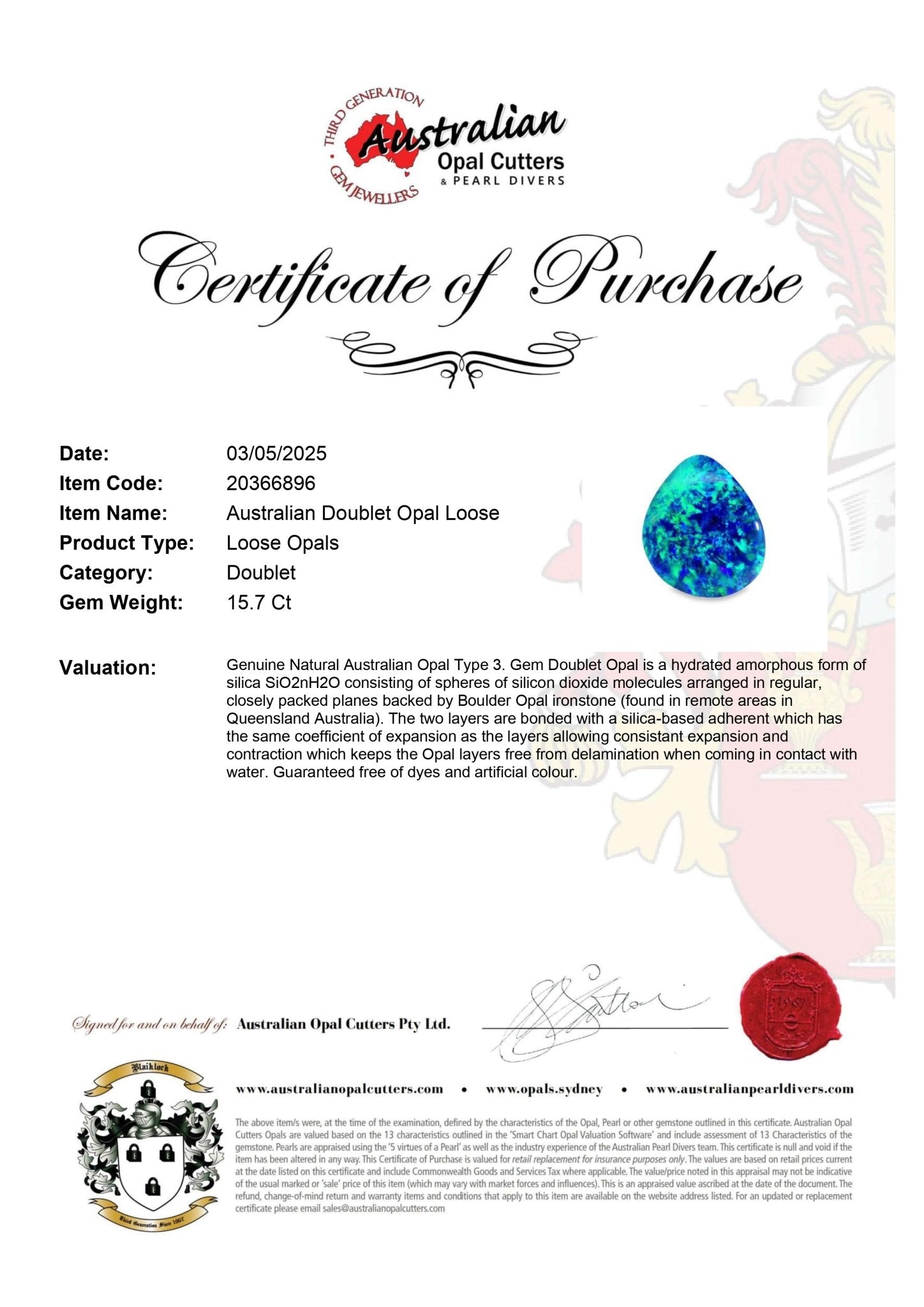 Australian Doublet Opal Loose - Australian Opal Cutters and Pearl Divers