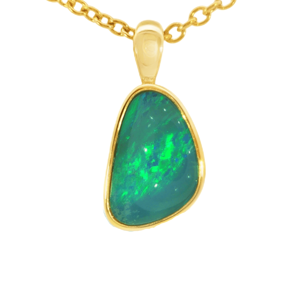 Australian Doublet Opal Pendant in Gold Plated Sterling Silver - Green-Blue - Australian Opal Cutters and Pearl Divers