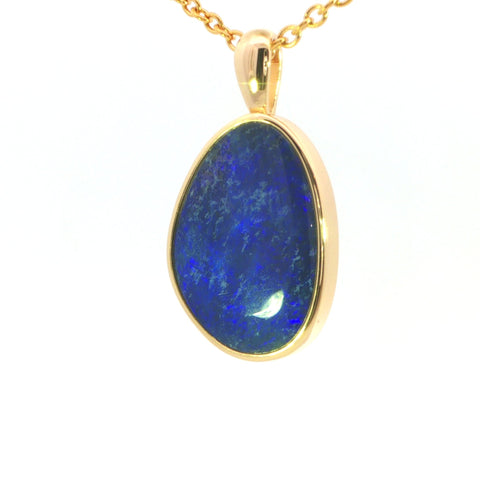 Australian Doublet Opal Pendant set in Gold Plated Sterling Silver - Deep Blue - Australian Opal Cutters and Pearl Divers