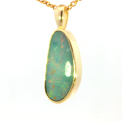 Australian Doublet Opal set in Gold Plated Sterling Silver - Multicolour - Australian Opal Cutters and Pearl Divers