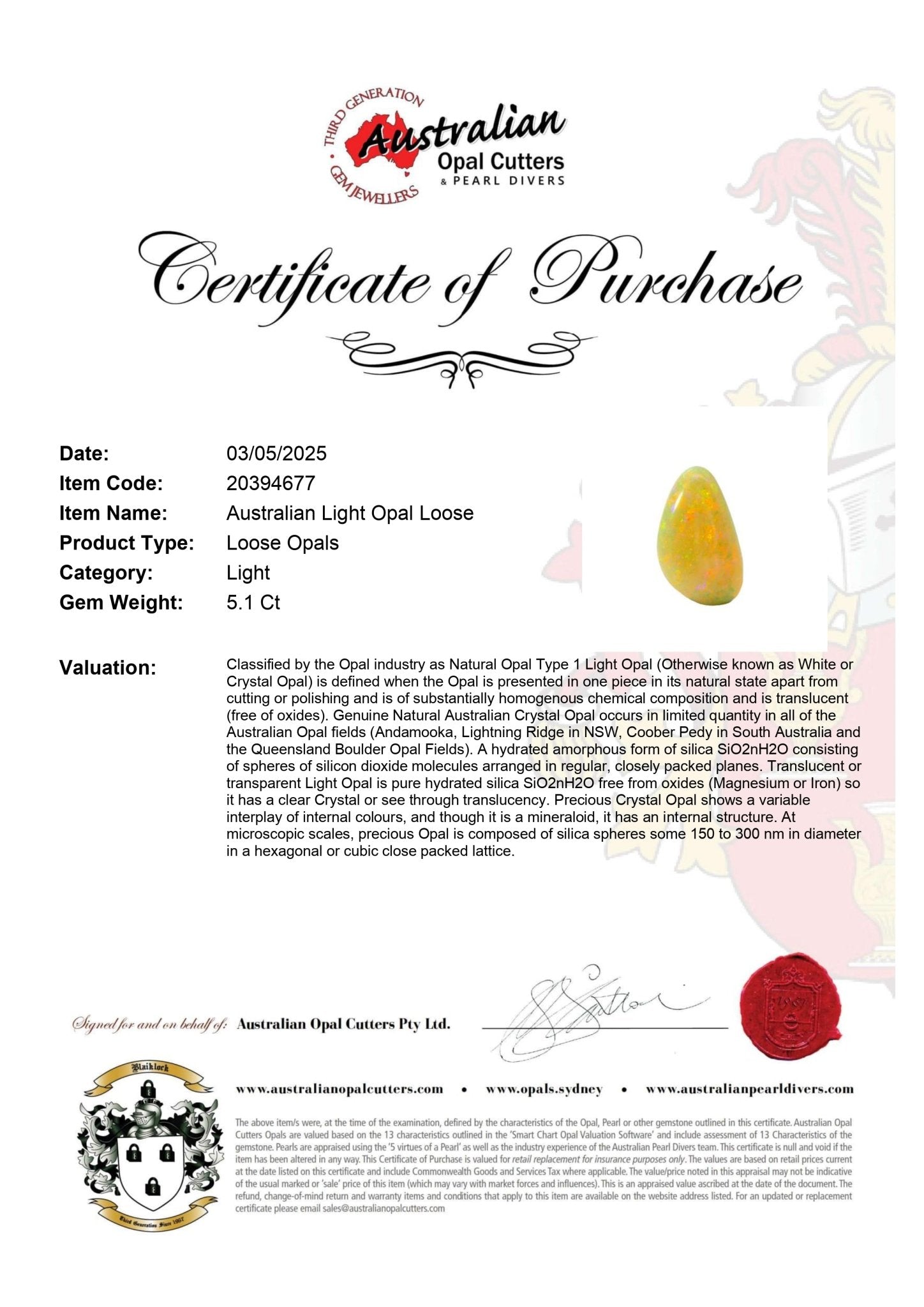 Australian Light Opal Loose - Australian Opal Cutters and Pearl Divers