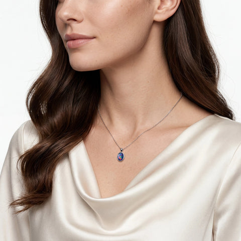 Australian Triplet Opal Pendant in Stainless Steel - Australian Opal Cutters and Pearl Divers