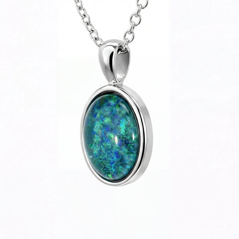 Australian Triplet Opal Pendant in Stainless Steel - Australian Opal Cutters and Pearl Divers