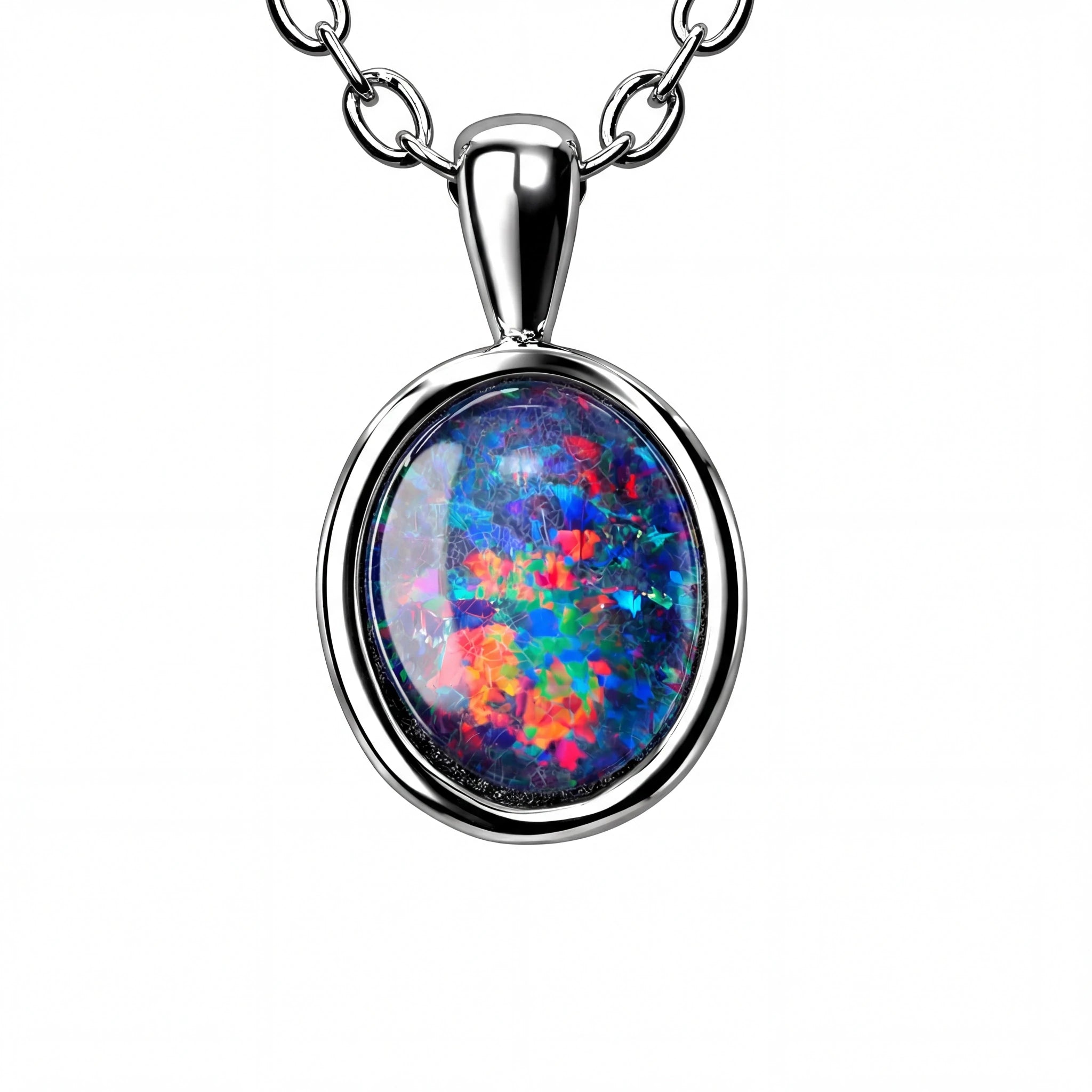 Australian Triplet Opal Pendant in Stainless Steel - Australian Opal Cutters and Pearl Divers