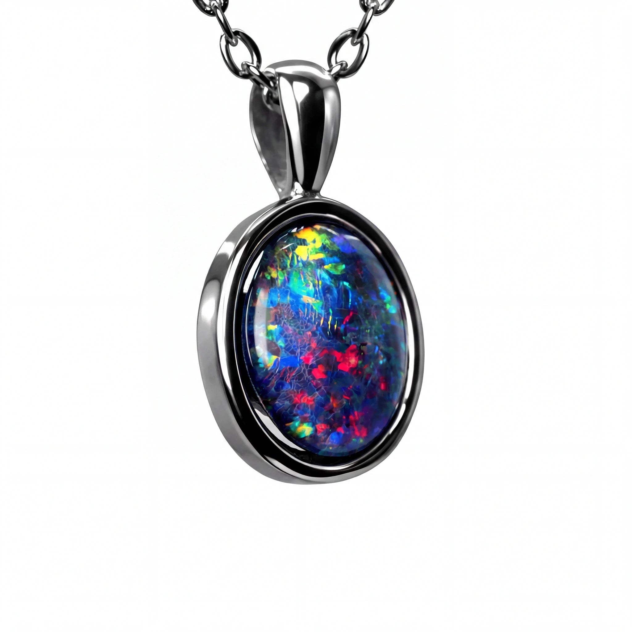 Australian Triplet Opal Pendant in Stainless Steel - Australian Opal Cutters and Pearl Divers