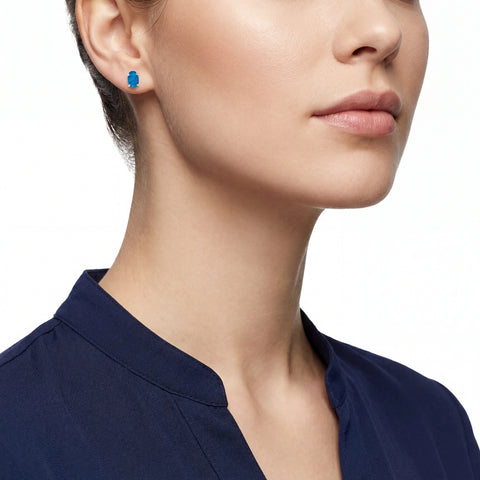 Black Opal Earrings in 925 Sterling Silver - Green-Blue - Australian Opal Cutters and Pearl Divers