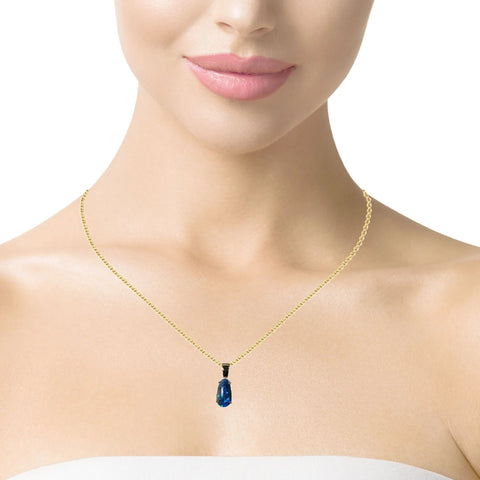 Black Opal Pendant in 18K Yellow Gold - Green-Blue - Australian Opal Cutters and Pearl Divers