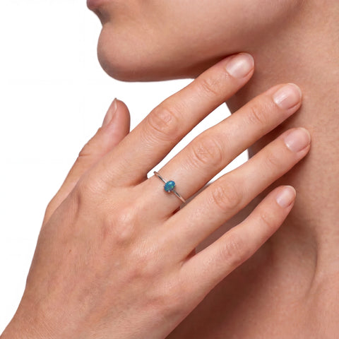 Black Opal Ring in 14K White Gold - Multicolour - Australian Opal Cutters and Pearl Divers
