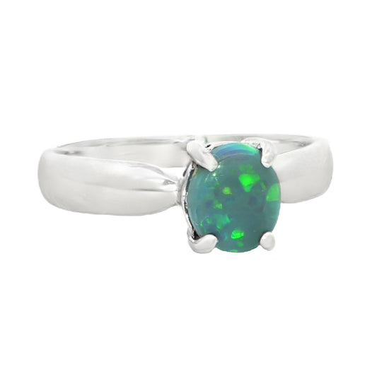 Black Opal Ring in 925 Sterling Silver - Green and Blue - Australian Opal Cutters and Pearl Divers