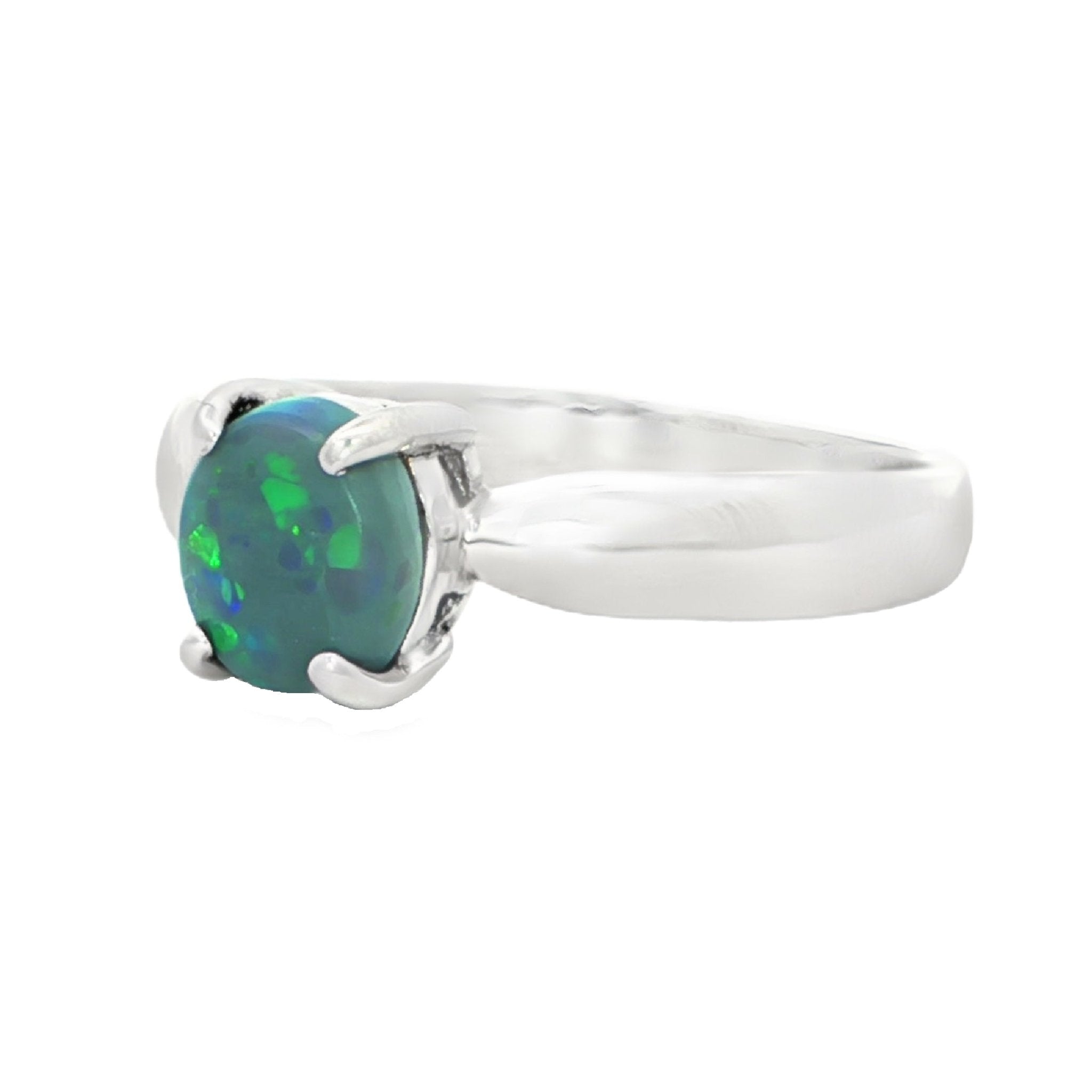 Black Opal Ring in 925 Sterling Silver - Green and Blue - Australian Opal Cutters and Pearl Divers