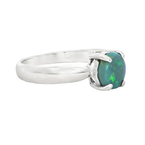 Black Opal Ring in 925 Sterling Silver - Green and Blue - Australian Opal Cutters and Pearl Divers