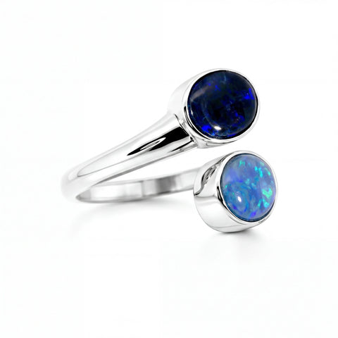 Black Opal Ring In 925 Sterling Silver - Green-Blue - Australian Opal Cutters and Pearl Divers